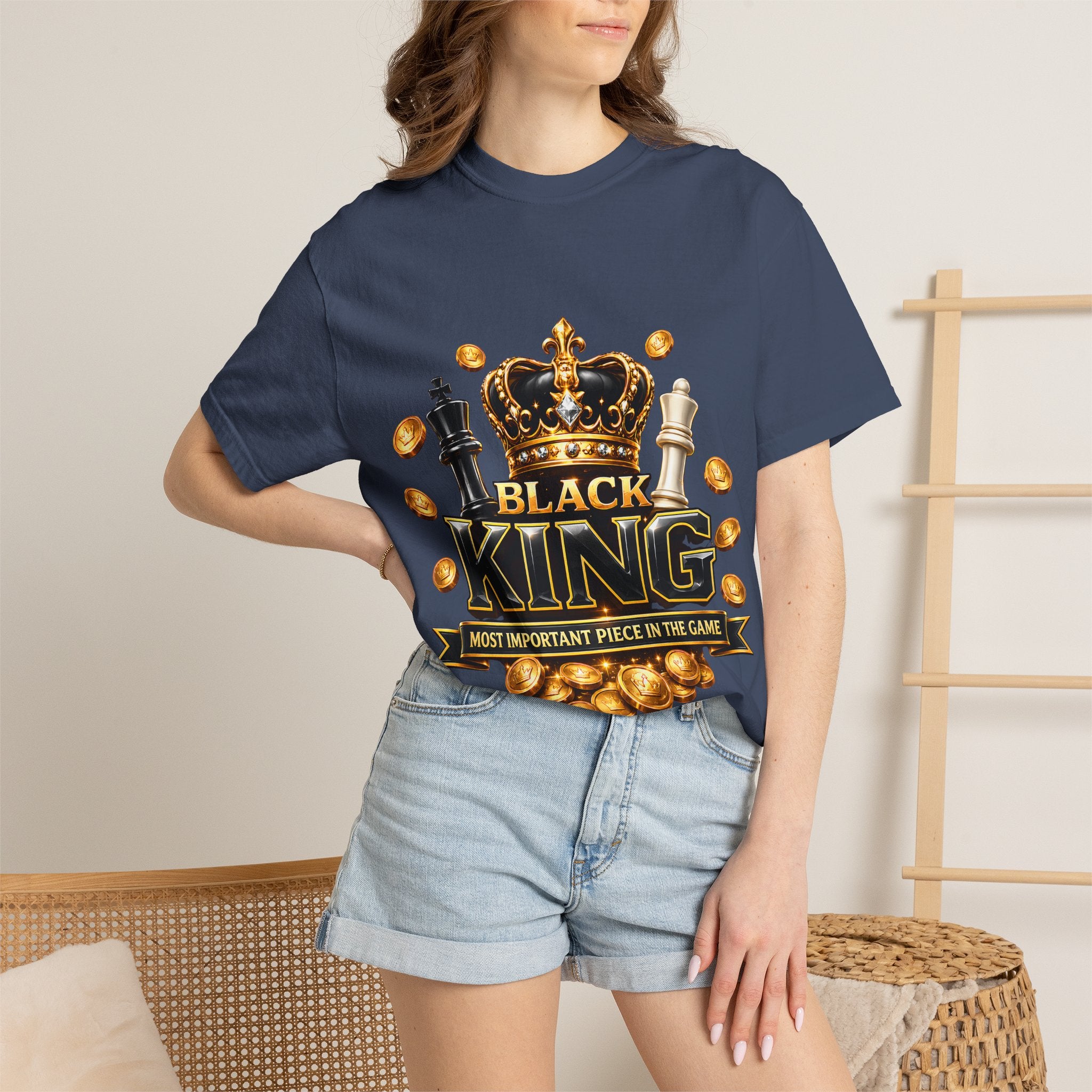 Black King T-Shirt — "Most Important Piece in the Game" Chess Crown Tee