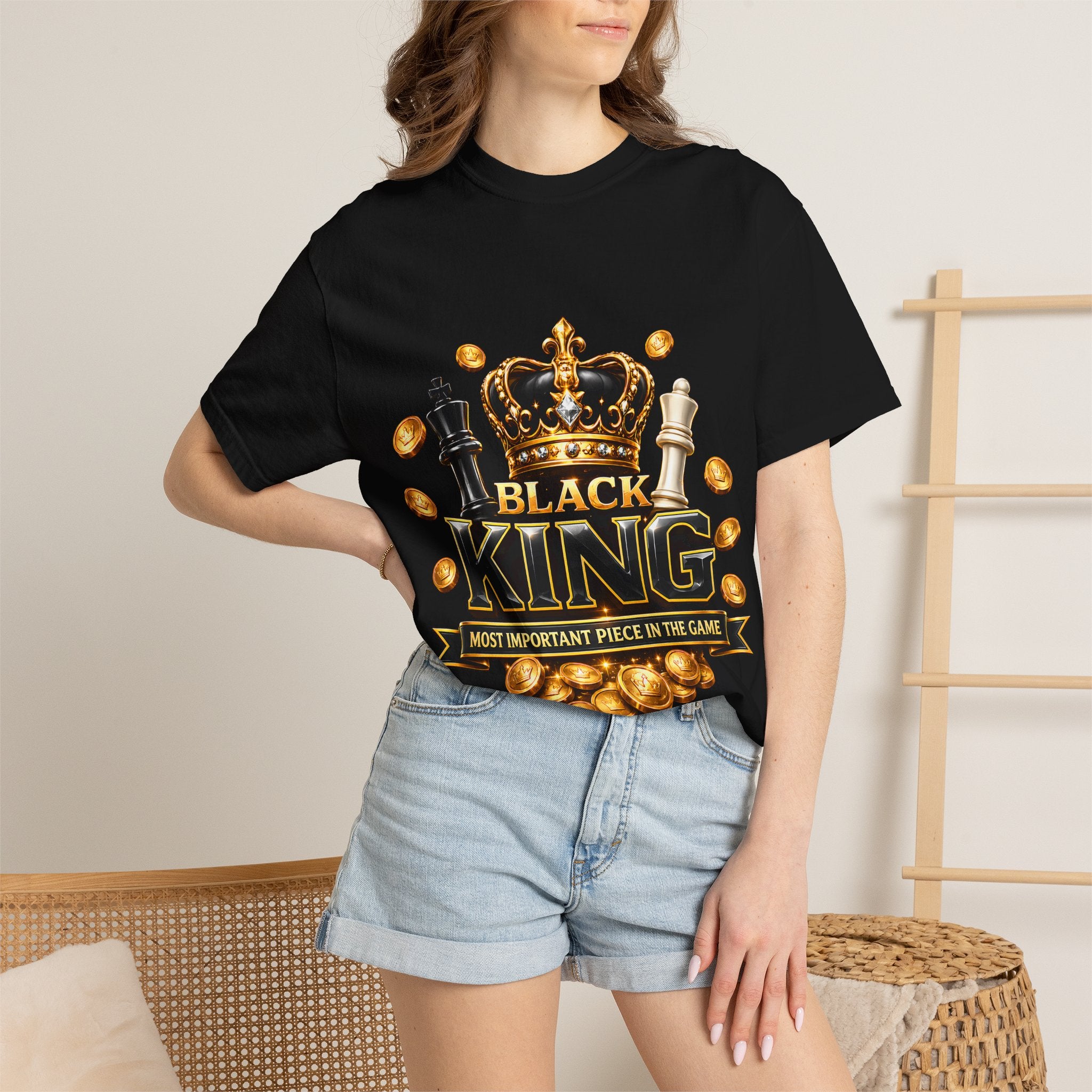 Black King T-Shirt — "Most Important Piece in the Game" Chess Crown Tee