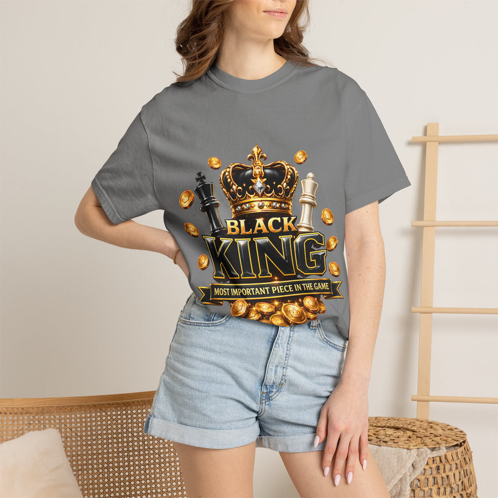 Black King T-Shirt — "Most Important Piece in the Game" Chess Crown Tee