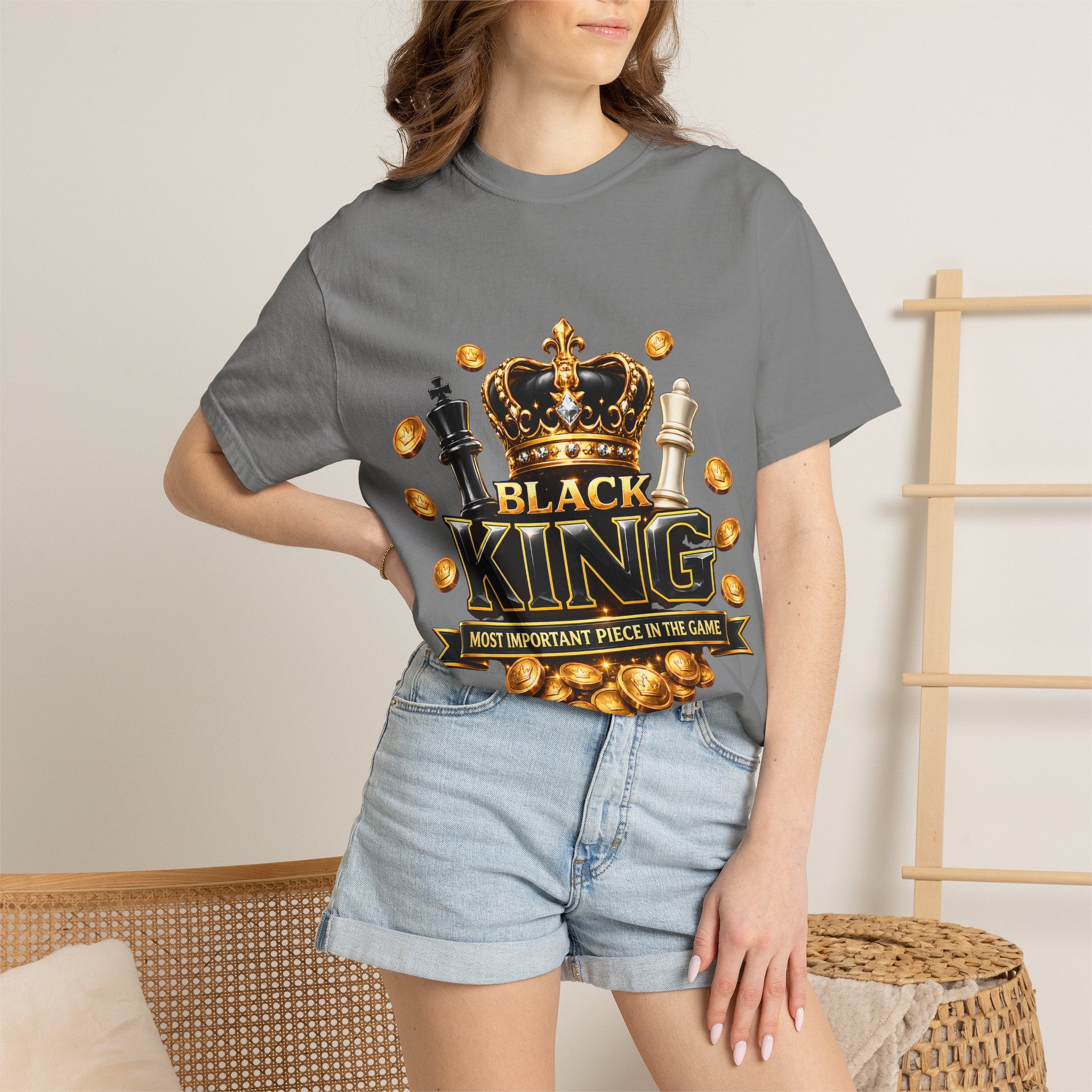 Black King T-Shirt — "Most Important Piece in the Game" Chess Crown Tee