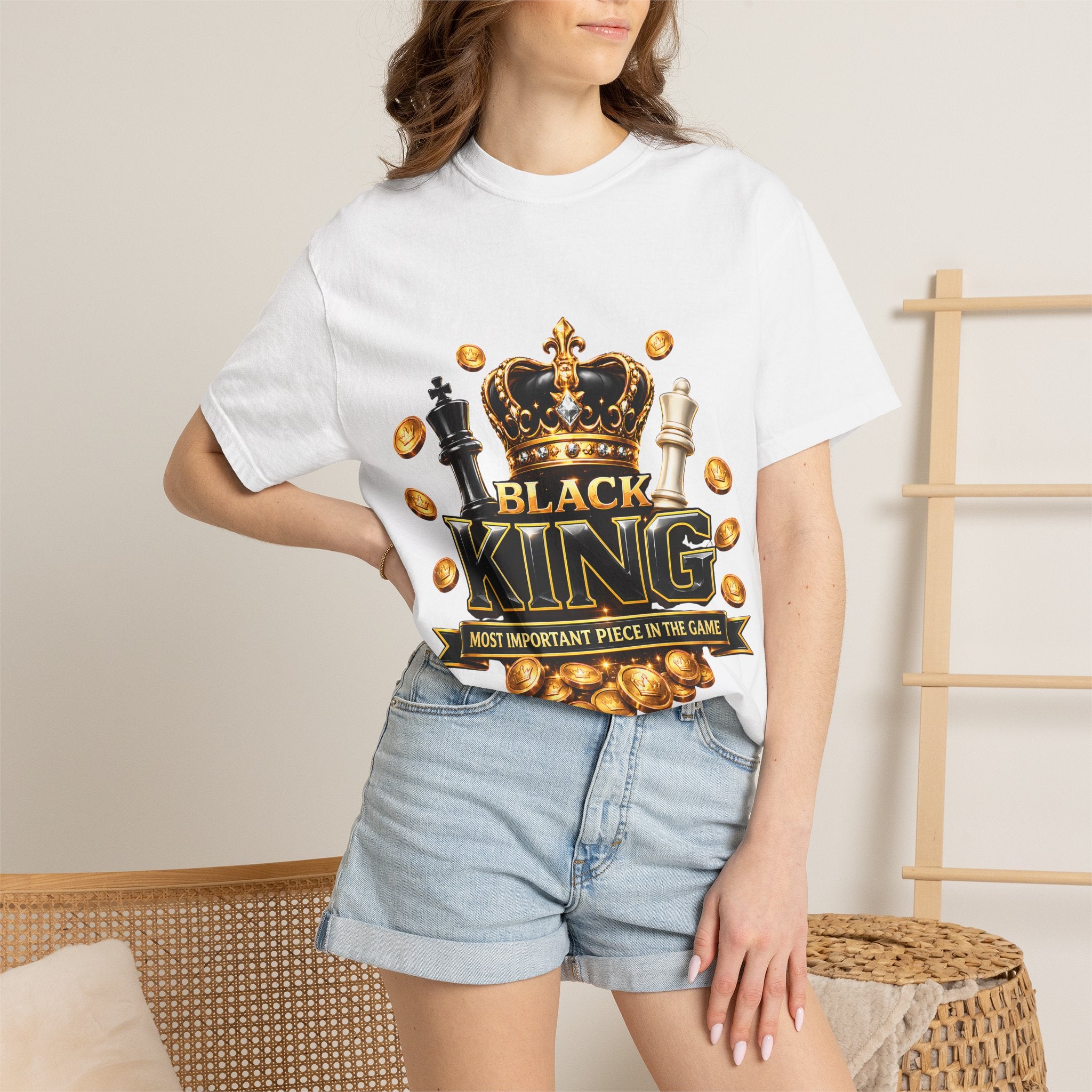 Black King T-Shirt — "Most Important Piece in the Game" Chess Crown Tee