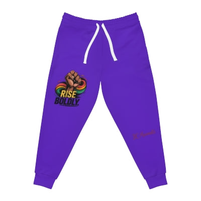 Rise Boldly Purple Athletic Joggers — Empowerment Graphic Sweatpants