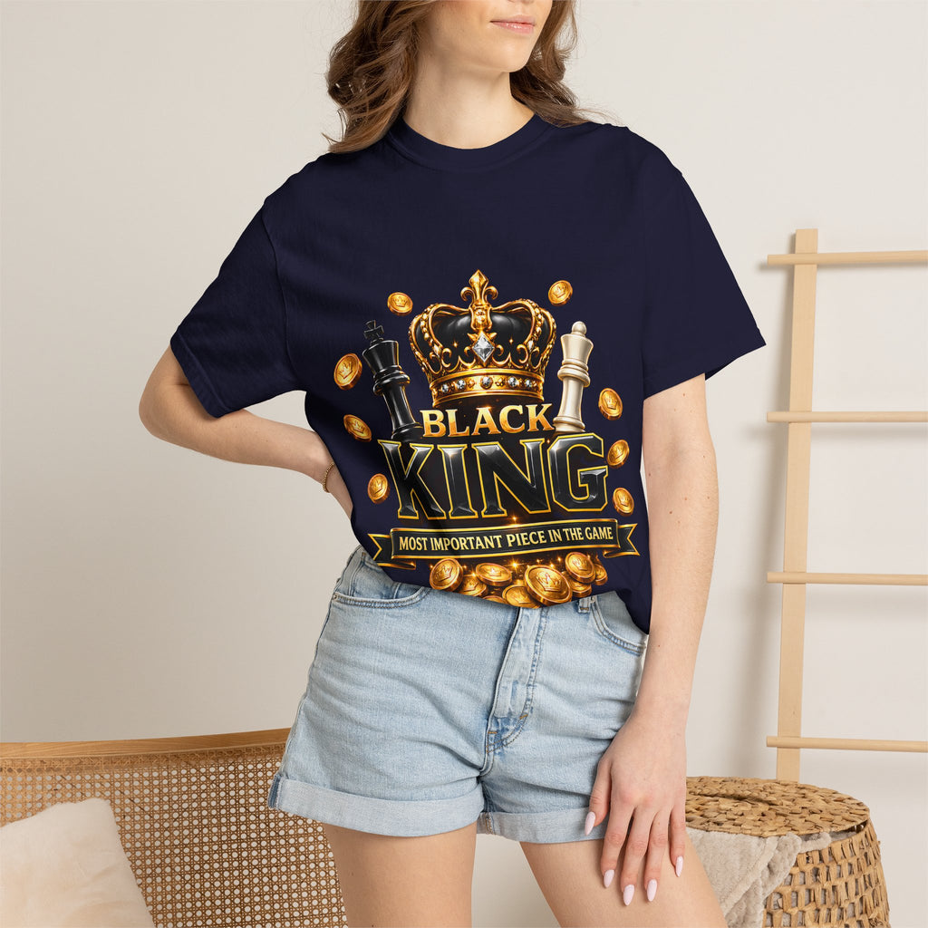 Black King T-Shirt — "Most Important Piece in the Game" Chess Crown Tee